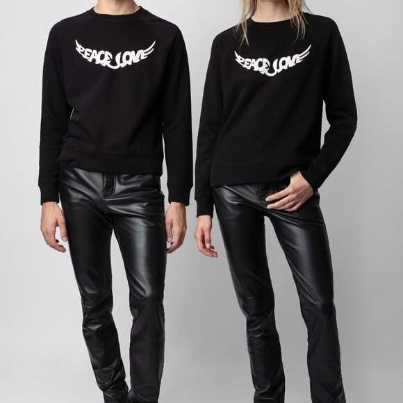 Like new Zadig & Voltaire Unisex Upper Peace Love Sweatshirt in Black Size Large - Picture 4 of 13